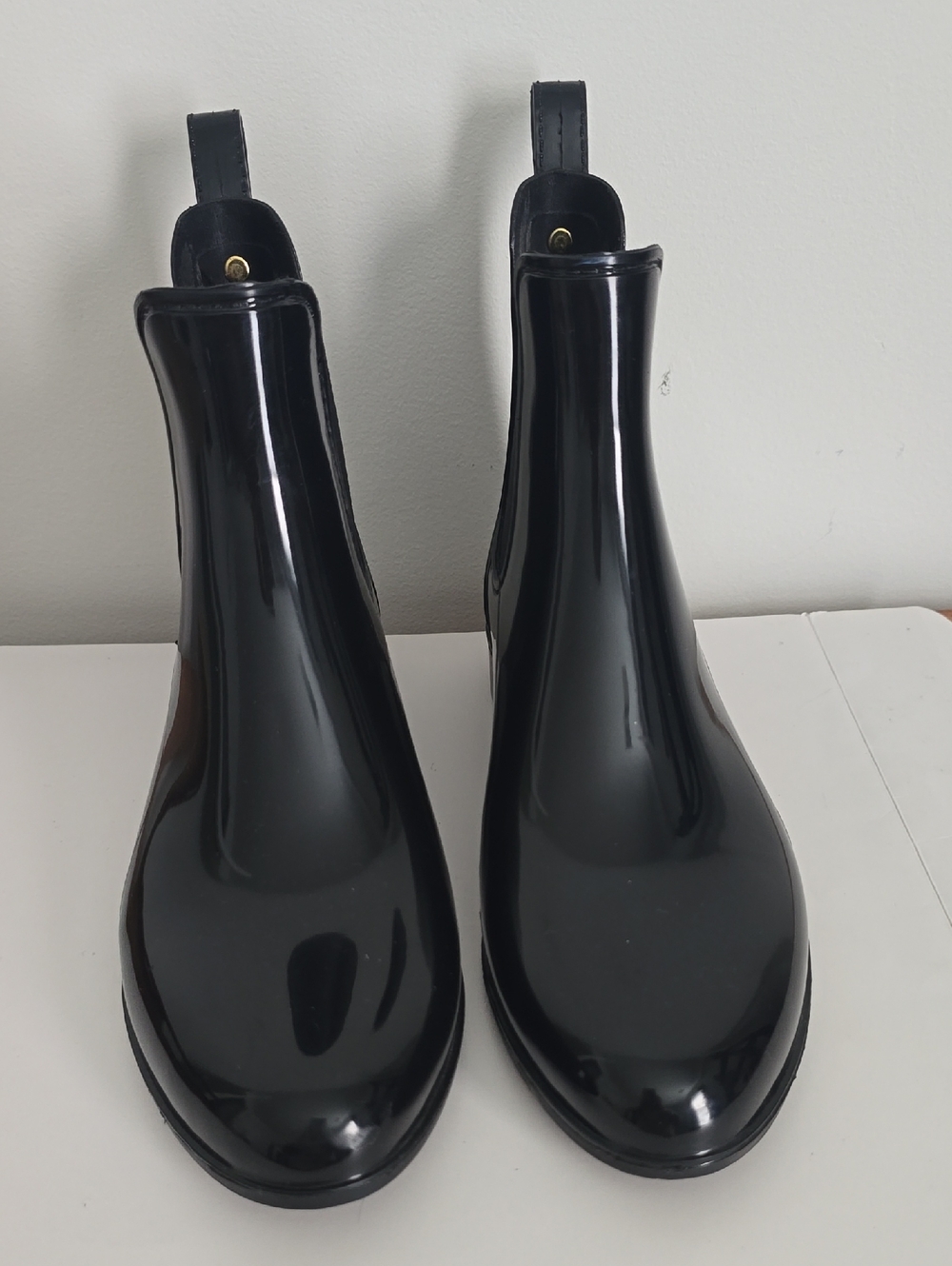 Sam Edelman Black Gloss Chelsea Rain Booties